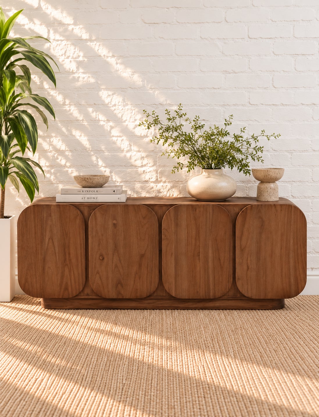 Keanu Four-Door Credenza in Natural Brown