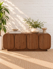 Keanu Four-Door Credenza in Natural Brown