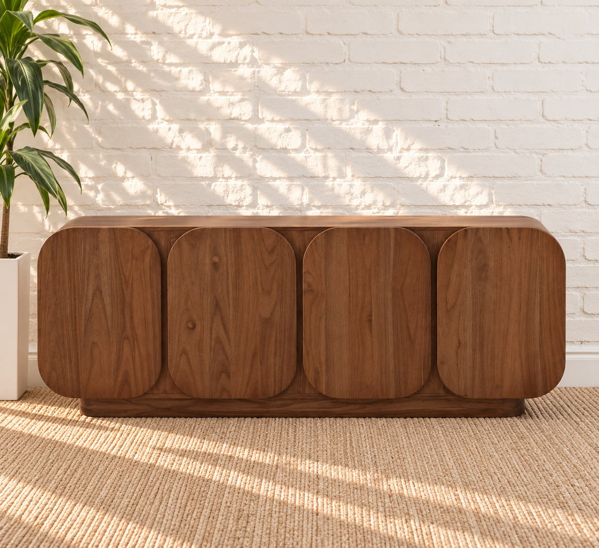 Keanu Four-Door Credenza in Natural Brown