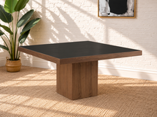 Kenji Square Glass and Wood Dining Table in Walnut Black