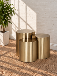 Klein 3-Piece Orbit Nesting Side Tables in Brushed Gold
