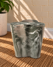 Laura Sculptural Side Table in Mosstone Marble