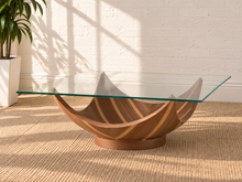 Laurel Walnut Glass Coffee Table