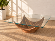 Laurel Walnut Glass Coffee Table