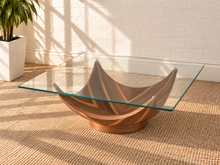 Laurel Walnut Glass Coffee Table