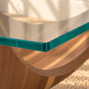 Laurel Walnut Glass Coffee Table