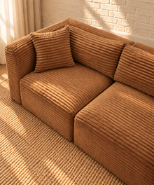 Leilani 6-Piece Corduroy Sectional Sofa in Warm Caramel