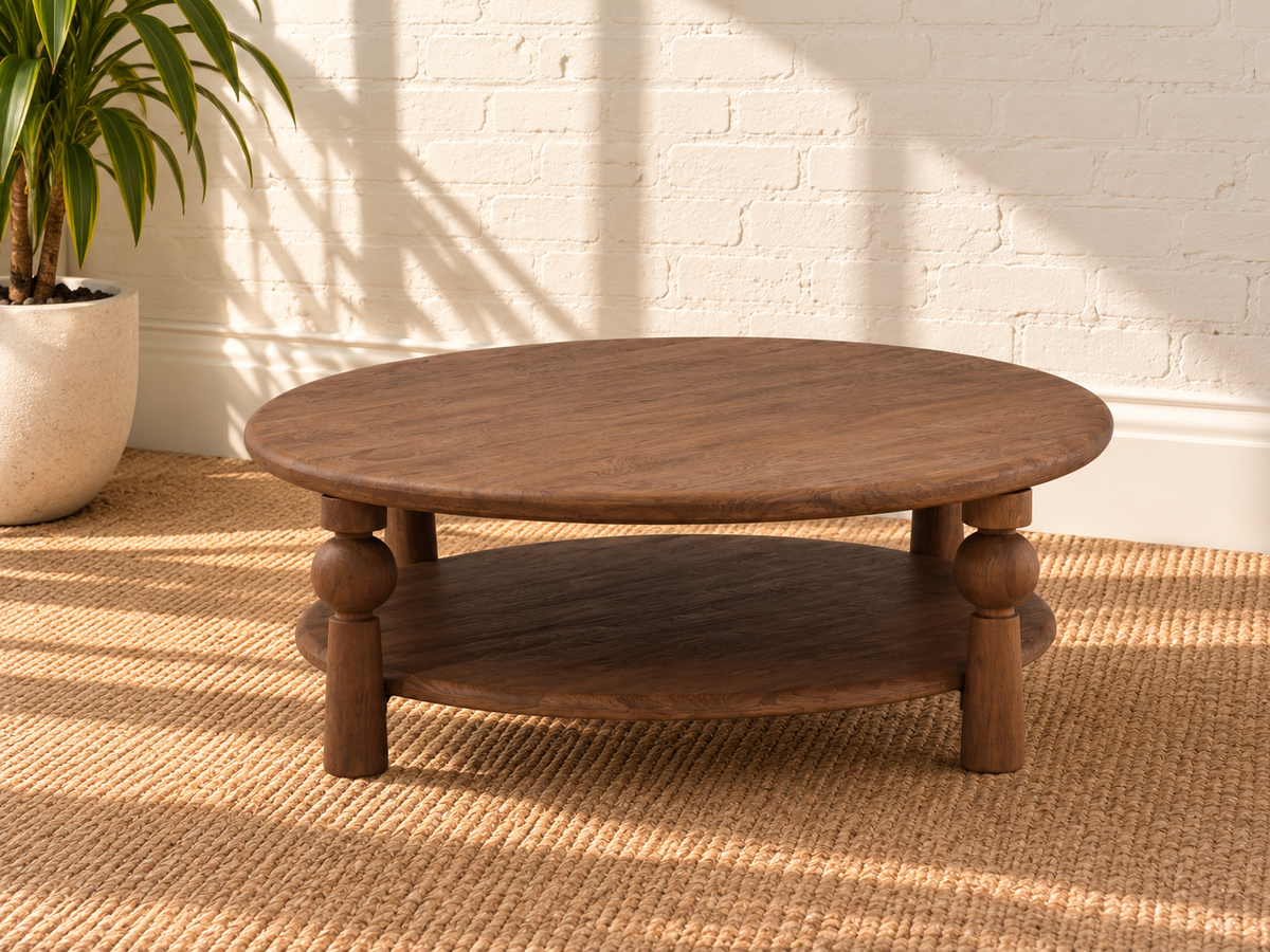 Leon Two-Tier Coffee Table in Natural Brown