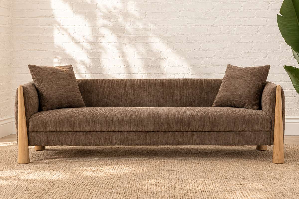 Lexi Upholstered Sofa in Taupe Brown