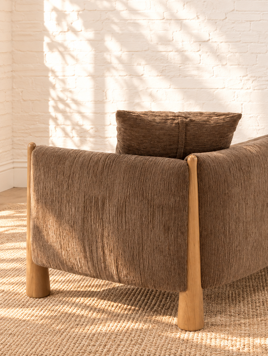 Lexi Upholstered Sofa in Taupe Brown