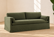 Liana Linen Fabric Sofa in Olive