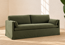 Liana Linen Fabric Sofa in Olive