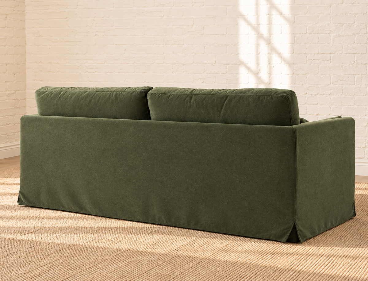 Liana Linen Fabric Sofa in Olive