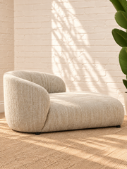 Lucia Upholstered Chaise Lounge in Oyster Beige