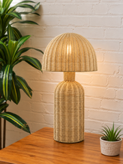 Lydia Rattan Table Lamp in Oak