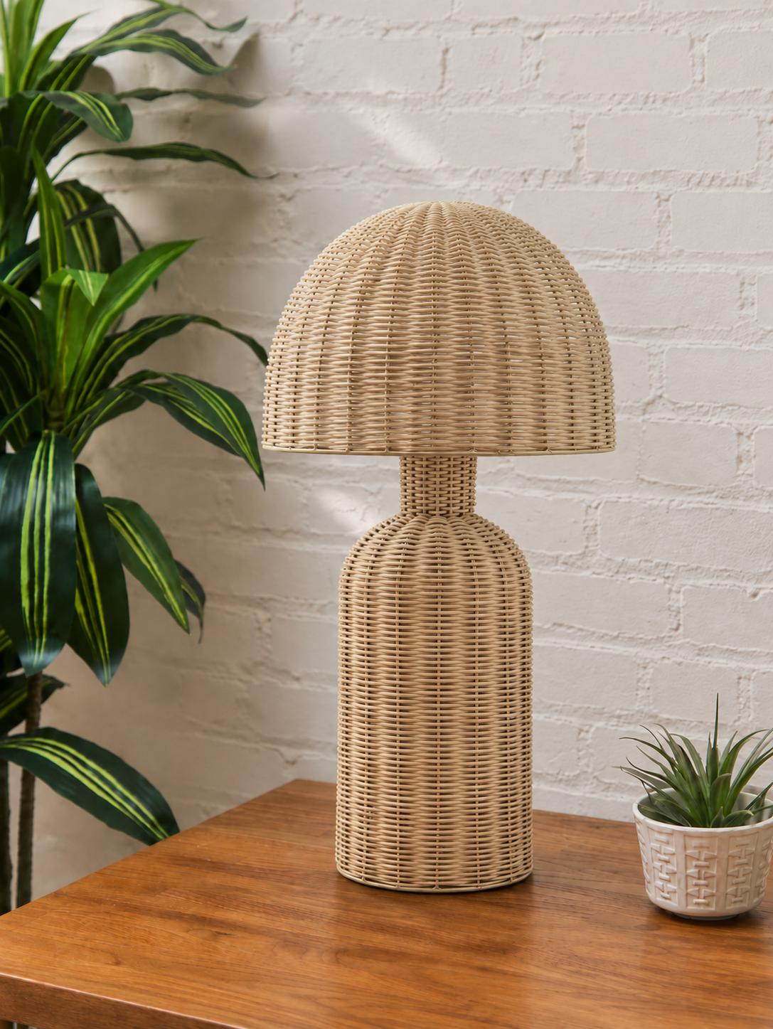 Lydia Rattan Table Lamp in Oak