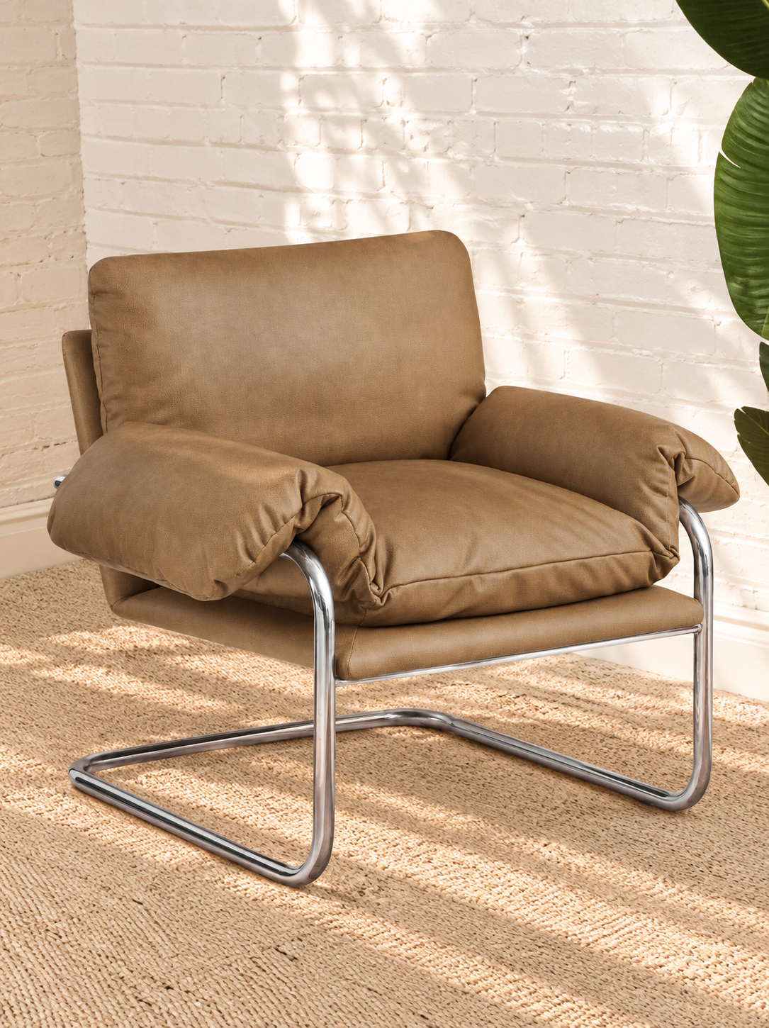 Mara Leather Lounge Chair in Tan