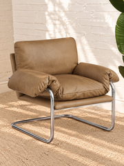 Mara Leather Lounge Chair in Tan