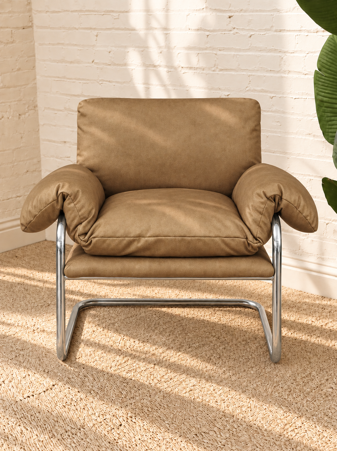 Mara Leather Lounge Chair in Tan