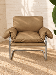 Mara Leather Lounge Chair in Tan