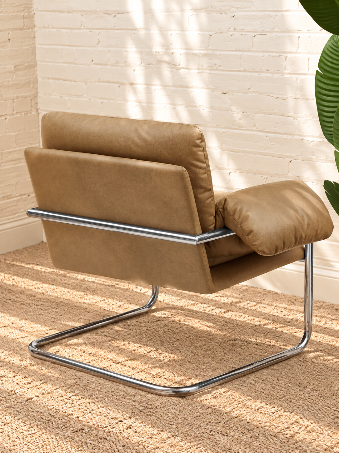Mara Leather Lounge Chair in Tan