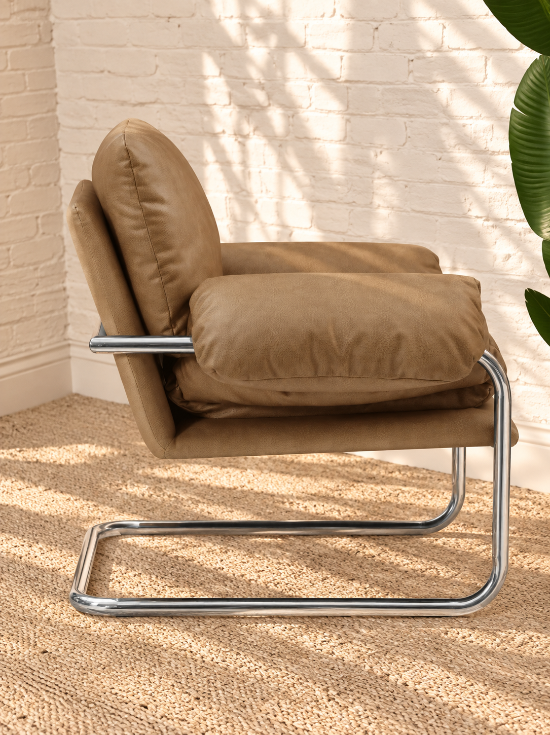 Mara Leather Lounge Chair in Tan