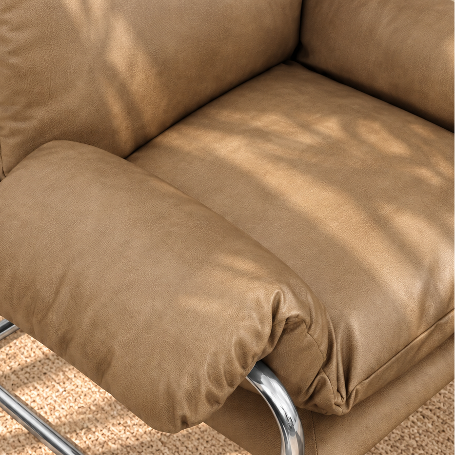 Mara Leather Lounge Chair in Tan