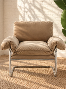 Mara Velvet Lounge Chair in Camel