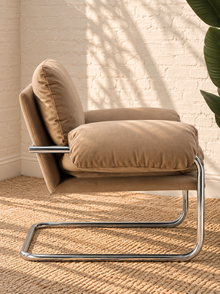 Mara Velvet Lounge Chair in Camel