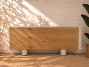Marlee Faux Travertine Credenza in Natural Oak