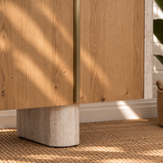 Marlee Faux Travertine Credenza in Natural Oak