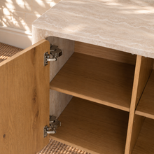Marlee Faux Travertine Credenza in Natural Oak