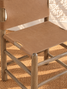 Meryll Natural Brown Dining Chair in Vintage Saddle Leather