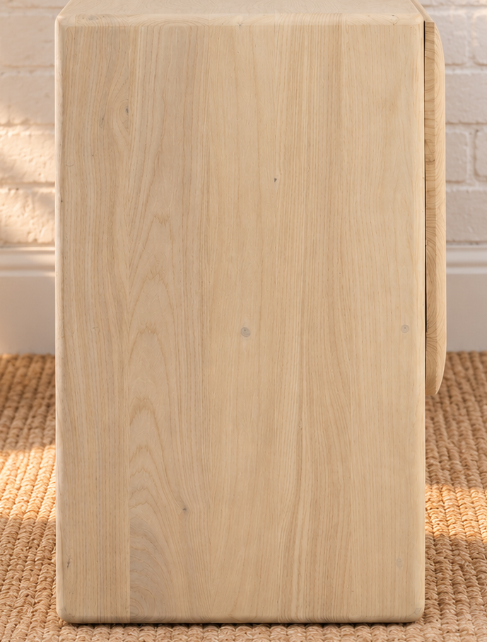 Miles Sculptural Credenza in Natural Light Wood