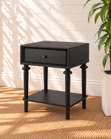 Mina Drawer Nightstand in Natural Black