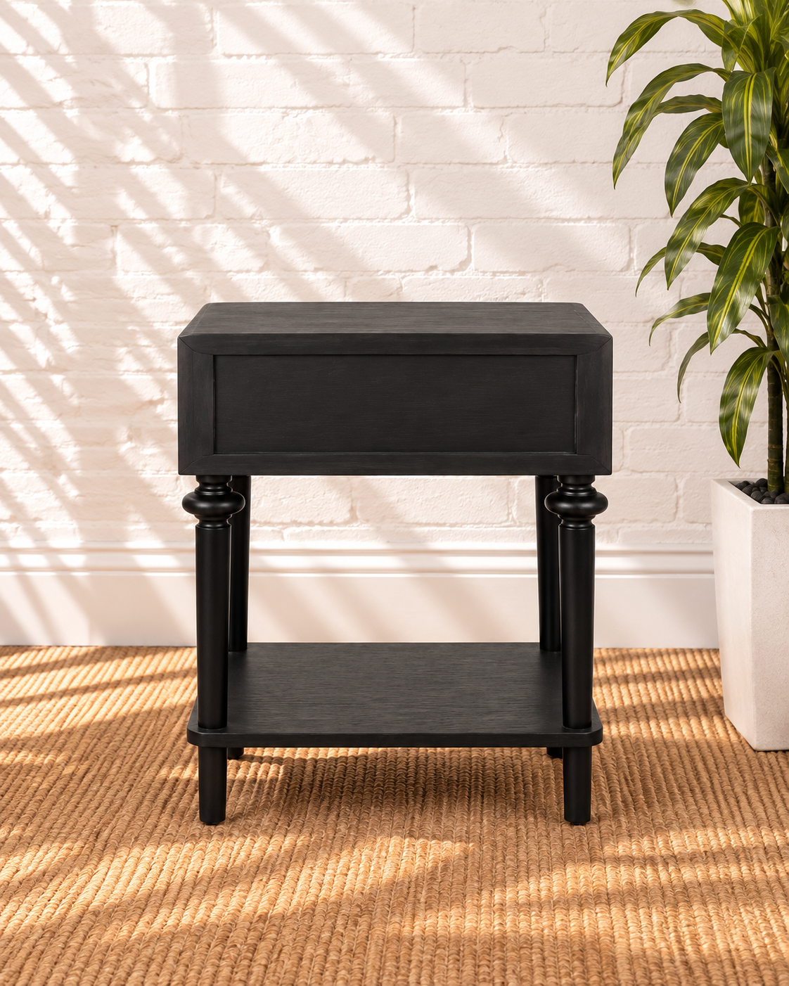 Mina Drawer Nightstand in Natural Black