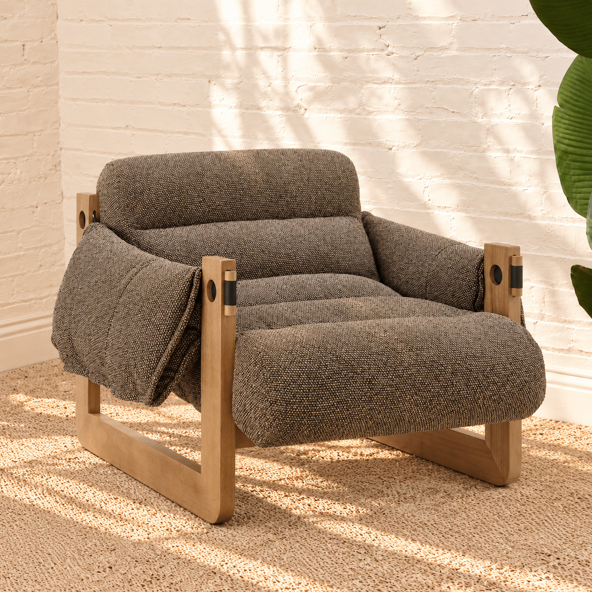 Morgan Textured Sling Lounge Chair in Mocha