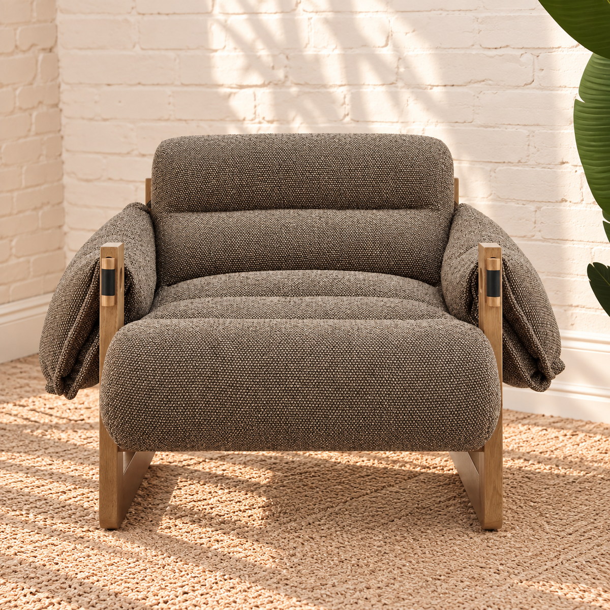 Morgan Textured Sling Lounge Chair in Mocha