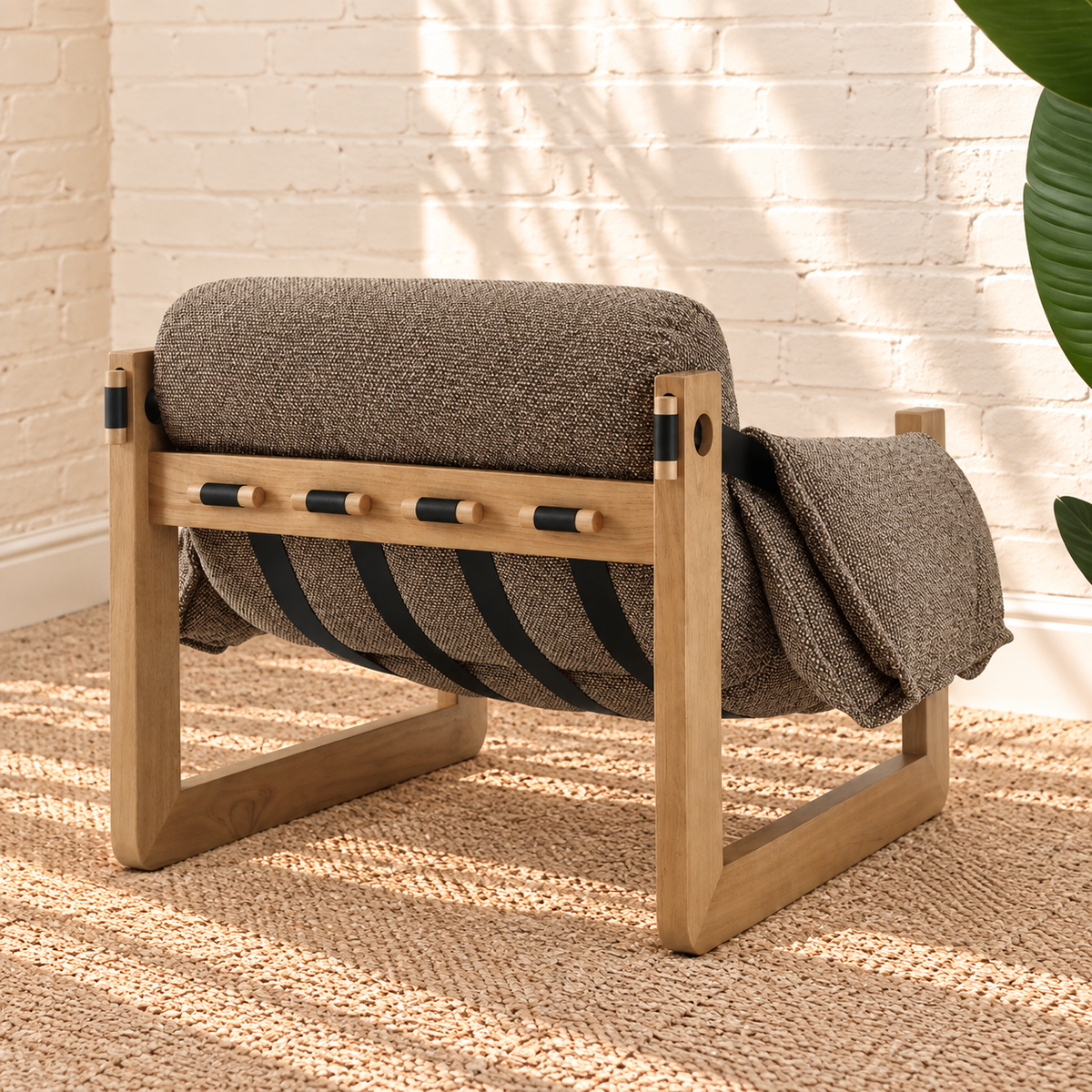 Morgan Textured Sling Lounge Chair in Mocha