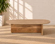 Myan Travertine and Mango Wood Coffee Table