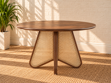 Nabi Cane Dining Table in Natural Brown