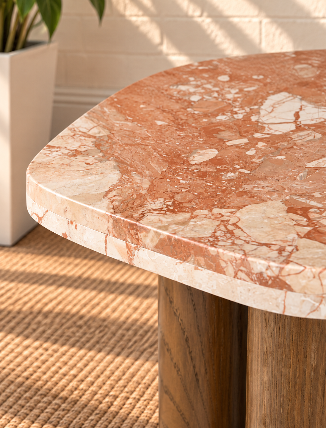 Nayeli Breccia Marble Side Table in Almond Rose