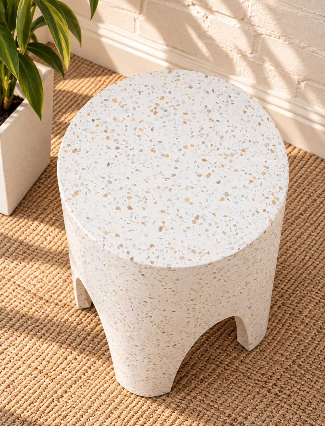 Nellie Concrete Side Table in Ivory Terrazzo