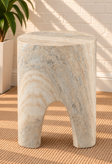 Nellie Concrete Side Table in Ivory Travertine