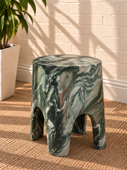 Nellie Concrete Side Table in Mosstone Marble