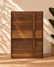 Nixon Five-Drawer Dresser in Warm Walnut