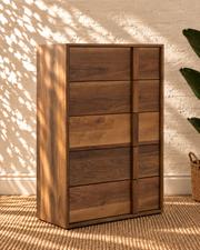 Nixon Five-Drawer Dresser in Warm Walnut