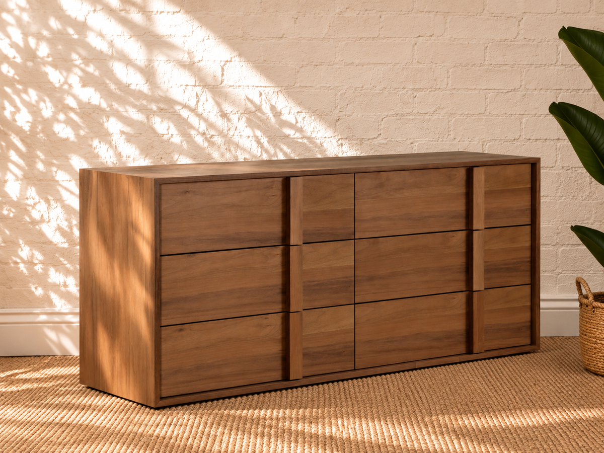 Nixon Six-Drawer Dresser in Warm Walnut