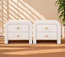 Pair of Blanca 2-Drawer Ash Wood Nightstands in Arctic White