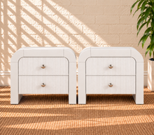 Pair of Blanca 2-Drawer Ash Wood Nightstands in Arctic White